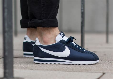 navy blue nylon Nike Cortez